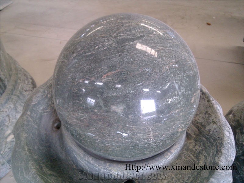 Green Jadeite Granite Floating Spheres Fountain