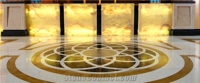 Diva Beige Marble Inlayed Floor Medallion