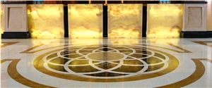 Diva Beige Marble Inlayed Floor Medallion