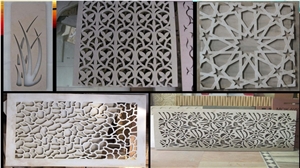 Water Jet Works, Teak Wood Yellow Sandstone Art Works