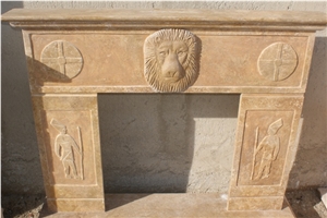 Beige Travertine Fireplaces, Fireplace Decorating