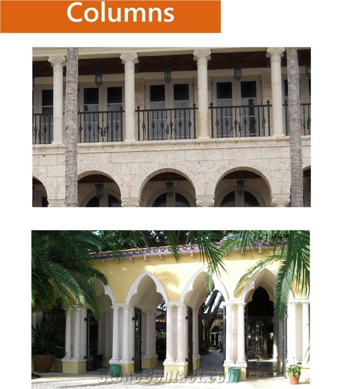 Coralina Limestone Columns, Coralina Beige Limestone Columns
