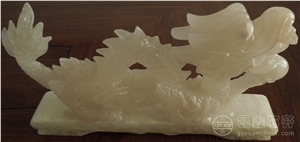 Chinese Traditional Seleniter Sculpturing China Dragon and Brave Troops