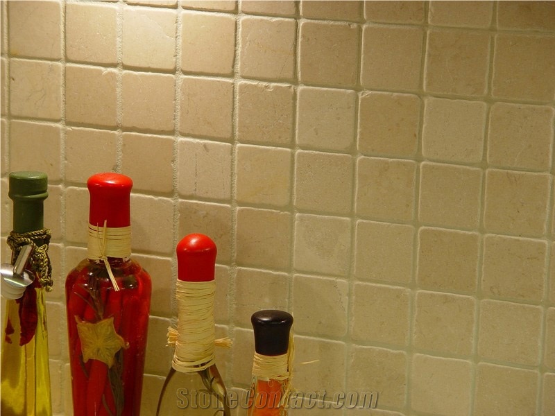 Botticino Marble Tumbled Mosaic