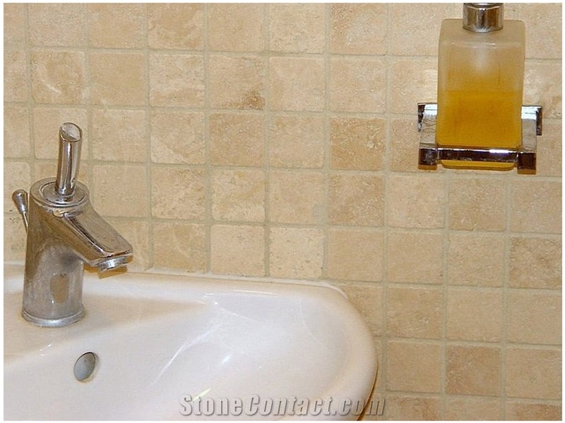 Classic Light Travertine Tumbled Mosaic, Classic Beige Travertine Tumbled Mosaic