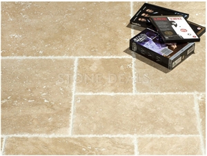 Classic Travertine French Pattern - Unfilled & Brushed Chiselled Edge