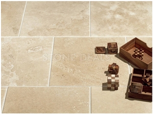 Ivory Travertine - Filled & Pillowed Edge Floor Tiles