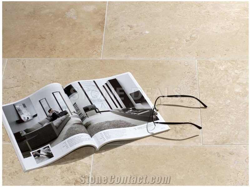 Ivory Travertine - Honed & Filled Tiles, Turkey Beige Travertine