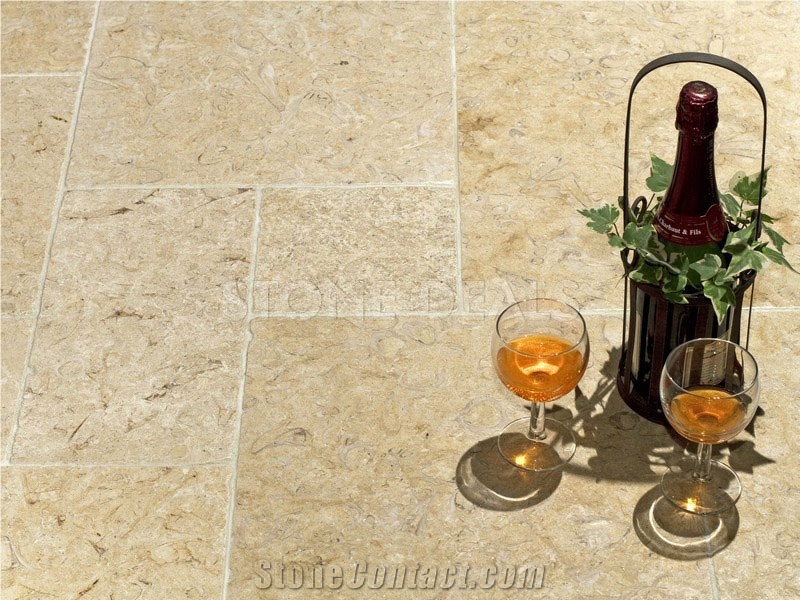 Salem Gold Limestone - Tumbled Opus Romano Pattern Tiles, Turkey Yellow Limestone