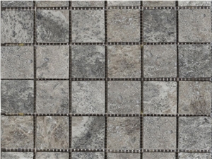 Silver Travertine Tumbled Mosaic