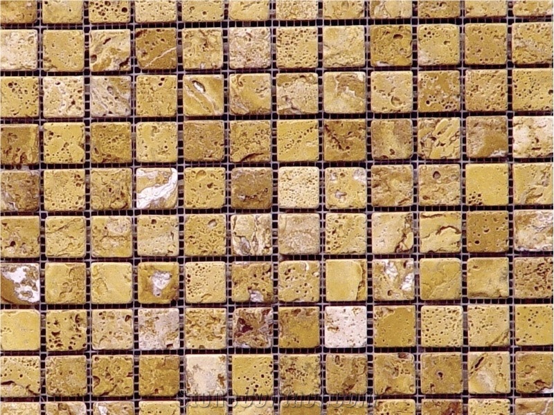 St - Yellow Travertine Tumbled Mosaic