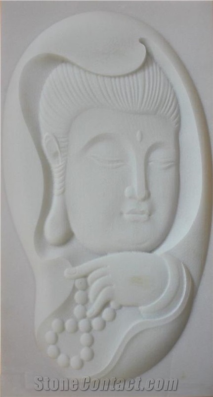 3D White Stone Artistic Carved Panels, White Marble Building, Walling