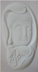 3D White Stone Artistic Carved Panels, White Marble Building, Walling