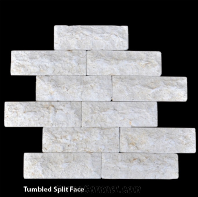 Jerusalem Bone White Limestone Mushroomed Walling Tiles