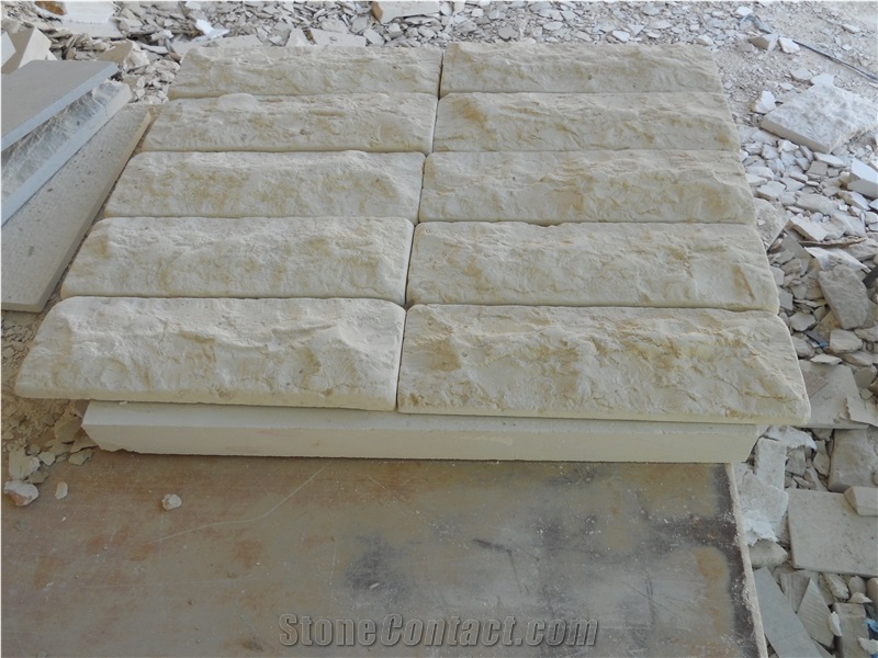 Jerusalem Bone White Limestone Mushroomed Walling Tiles