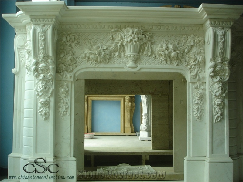 Marble Fireplace,China White Marble Fireplace