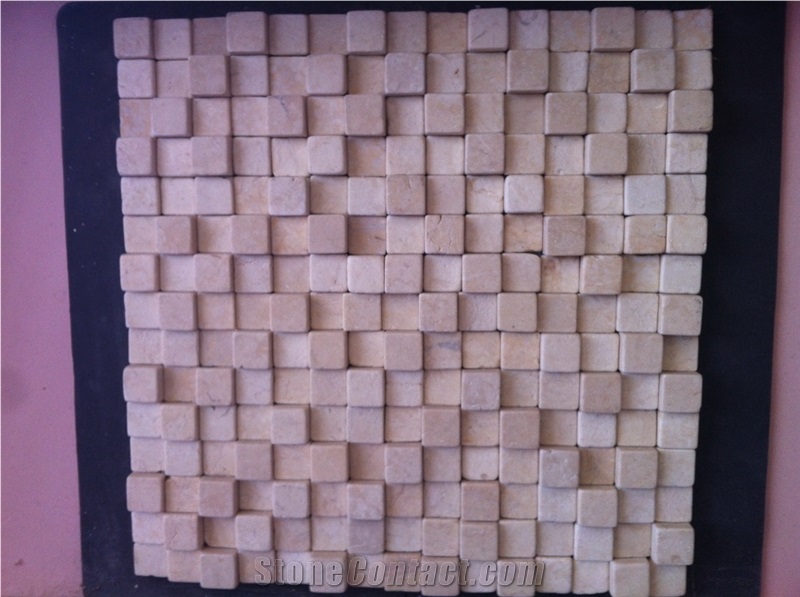 Beige Marble Tumbled Mosaic,Wall Mosaic
