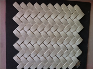 Mosaic 15, Beige Limestone Mosaic, Basketweave Mosaic Tiles,Split Face Mosaic