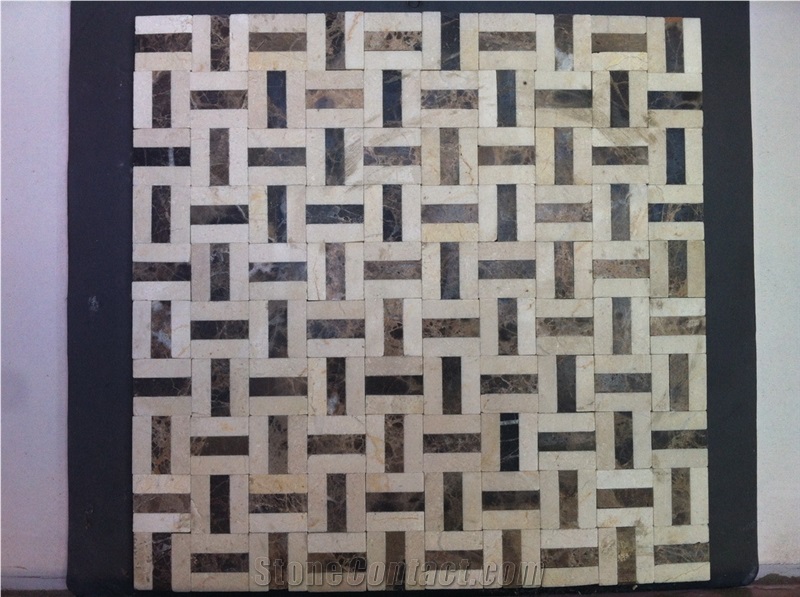 Mosaic 21, Emperador Marble+Beige Marble Mosaic