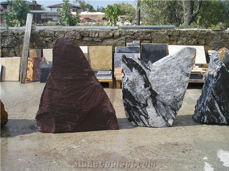 Aegean Bordeaux Marble Garden Pillar