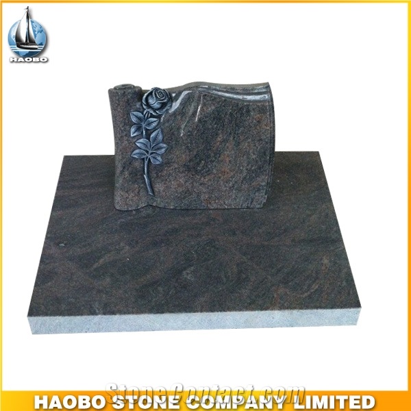 Rose Hand Carving Granite Monuments, Bahama Blue Granite Tombstone