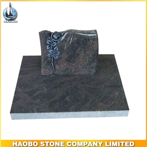 Rose Hand Carving Granite Monuments, Bahama Blue Granite Tombstone Rose Hand Carving Granite Monuments, Bahama Blue Granite Tombstone