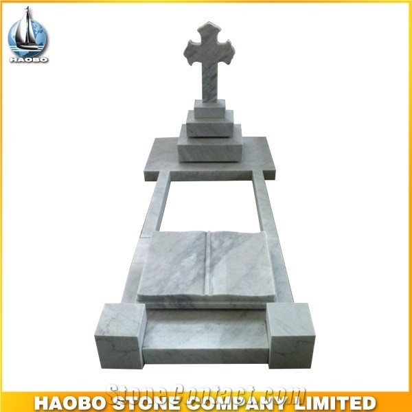White Marble with Cross Polishing European Popular Tombstones