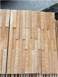 Yellow-vein Sandstone Cultured Stone, China Wooden Beige Sandstone Cultured Stone