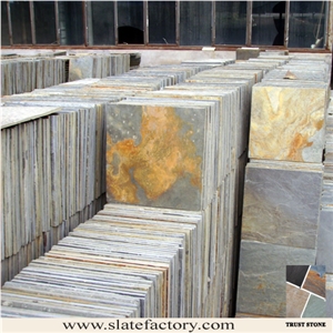 Cheap Price Peacock Rustic Slate Stone Facade Tiles, Factory Supply Rustic Multicolor Slate Wall Stone Siding Tiles, Slate Tiles Stone Wall Cladding