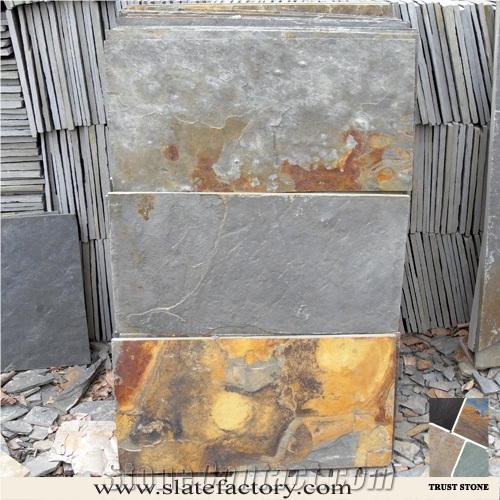 Cheap Price Peacock Rustic Slate Stone Facade Tiles, Factory Supply Rustic Multicolor Slate Wall Stone Siding Tiles, Slate Tiles Stone Wall Cladding