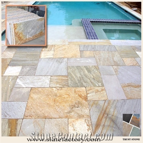 Golden Honey Decking Tiles, Cheap Price Golden Beige Quartzite Swimming Pool Coping, Beige Color Pool Edges Surround