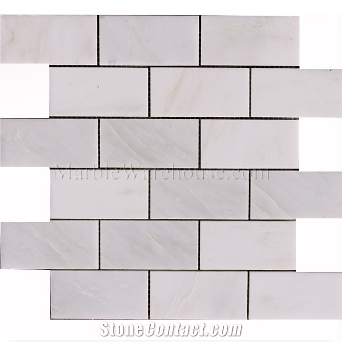 Calacatta Chiara 2"X4" Marble Mosaic 12"X12"
