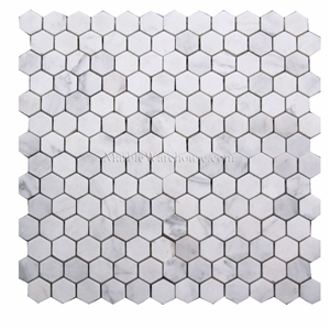 Calacatta Chiara Hexagon Marble Mosaic, Calacatta Carrara White Marble Mosaic