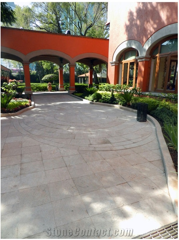 Crema Del Desierto Limestone Pavement, Beige Limestone Pavers, Paving Stone