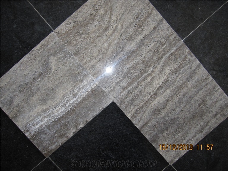 Iran Silver Travertine Tiles & Slabs, Grey Travertine Iran Tiles & Slabs