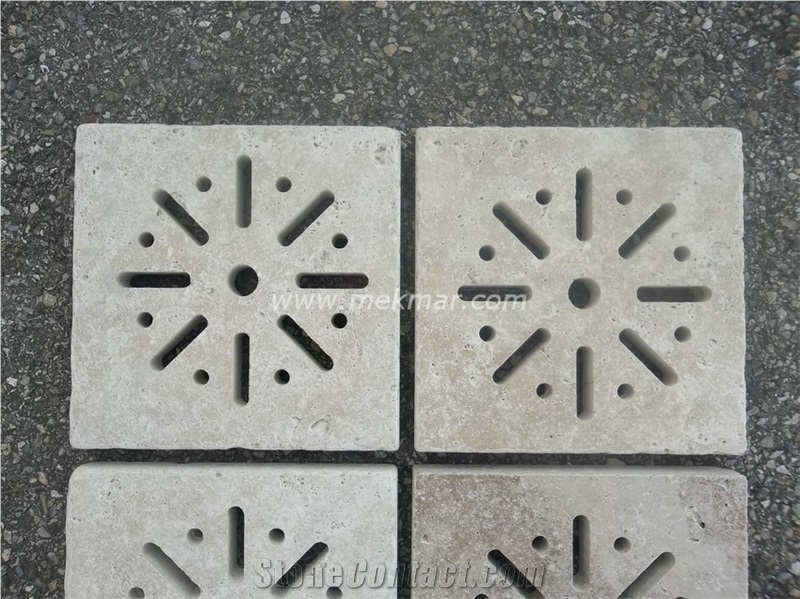 Grille Siphon Antique Travertine Water Drainage, Beige Travertine Water Drainage