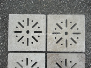 Grille Siphon Antique Travertine Water Drainage, Beige Travertine Water Drainage