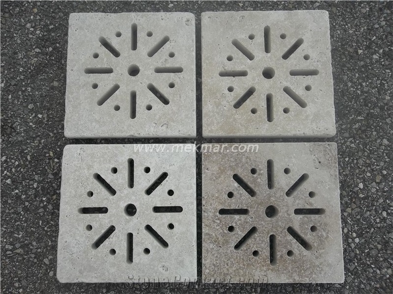 Grille Siphon Antique Travertine Water Drainage, Beige Travertine Water Drainage
