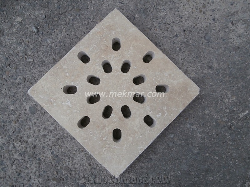 Grille Siphon Antique Travertine Water Drainage