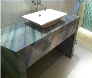 Azul Imperiale Quartzite Mimtered Vanity, Azul Imperial Blue Quartzite Bath Tops
