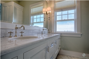 Bianco Naxos Marble Master Bathroom Top Eased Edge, Bianco Naxos White Marble Bathroom Top