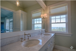 Bianco Naxos Marble Master Bathroom Top Eased Edge, Bianco Naxos White Marble Bathroom Top