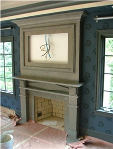 Lagos Azul Limestone Fireplace, Lagos Azul Blue Limestone Fireplace