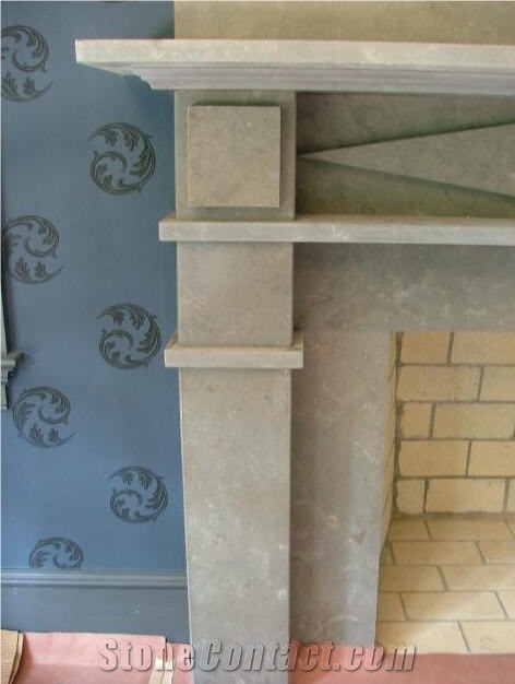 Lagos Azul Limestone Fireplace, Lagos Azul Blue Limestone Fireplace