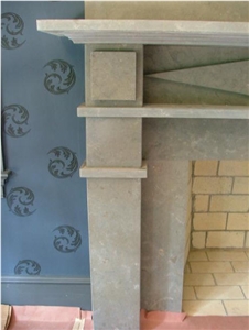 Lagos Azul Limestone Fireplace, Lagos Azul Blue Limestone Fireplace
