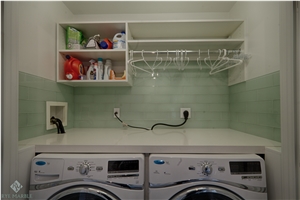 Super White Pental Quartz ® Stone Mitered Edge Laundry Counter Top