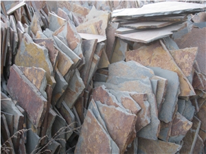 China Gold Random Slate Slabs & Tiles, Rusty Slate Slabs & Tiles, Hebei Rust Slate