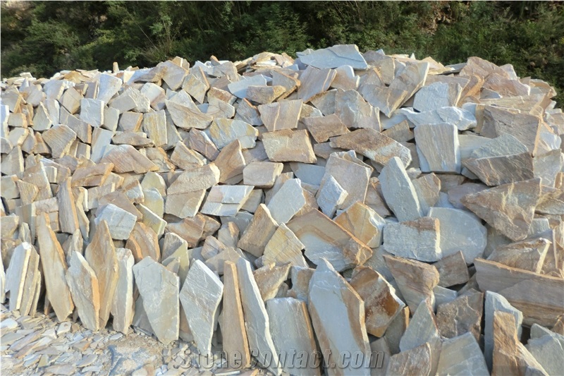 China White-gold Quartzite Random Slate Slabs & Tiles, China Beige Slate