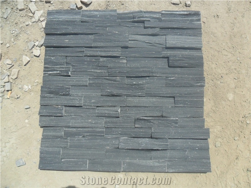 Landscape Stone-black Slate-6x24 Natural Ledger Panel