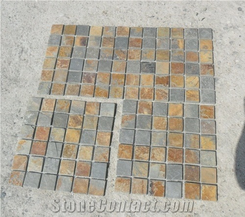 Slate Mosaic-Copper Rust Slate 4.8*4.8 Mosaic